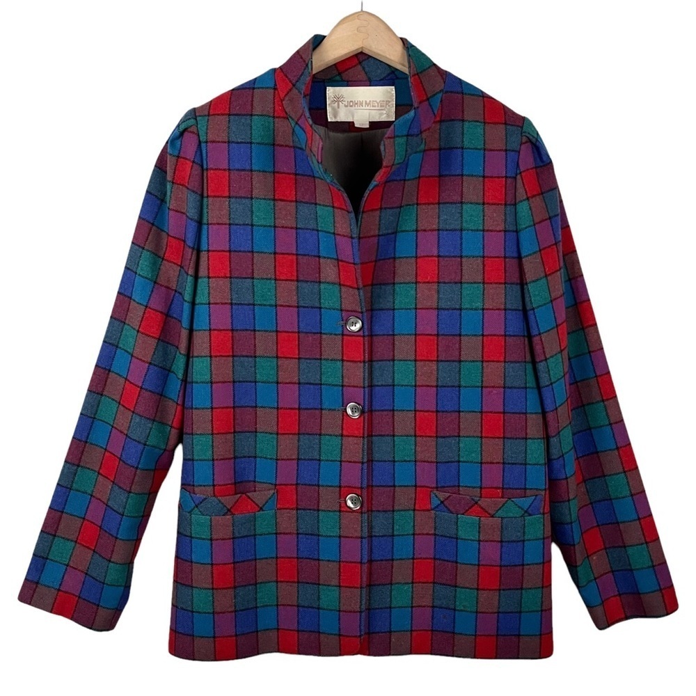 VINTAGE Checkered Wool Blazer - Picture 1 of 12